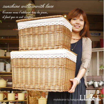 (BC-WB1023) High Quality Handmade Natural Willow Laundry Basket/Gift Basket